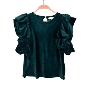 THML Emerald Ruffle Sleeve Top